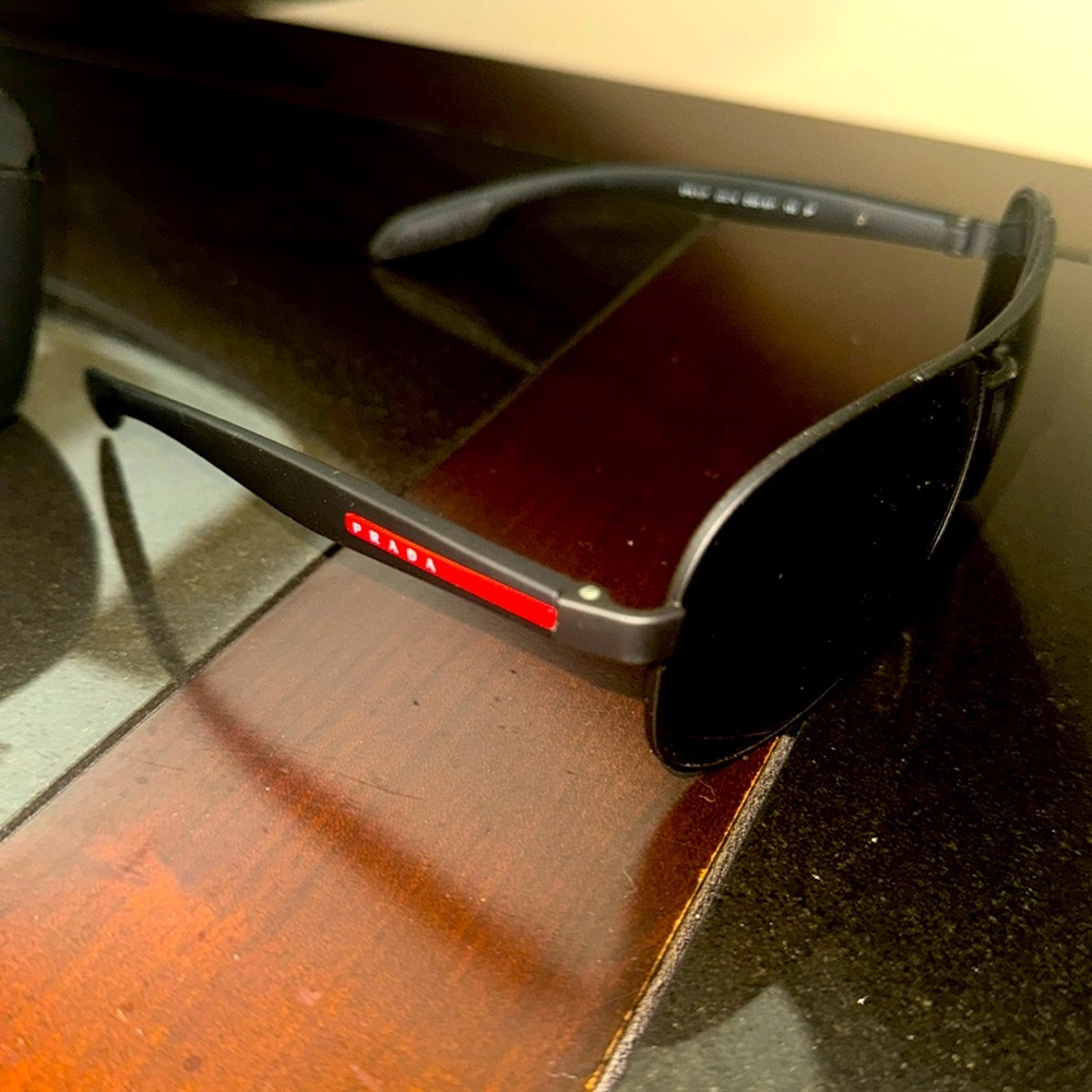 Black Prada Men’s Sunglasses with case; Like New, Very Little Wear